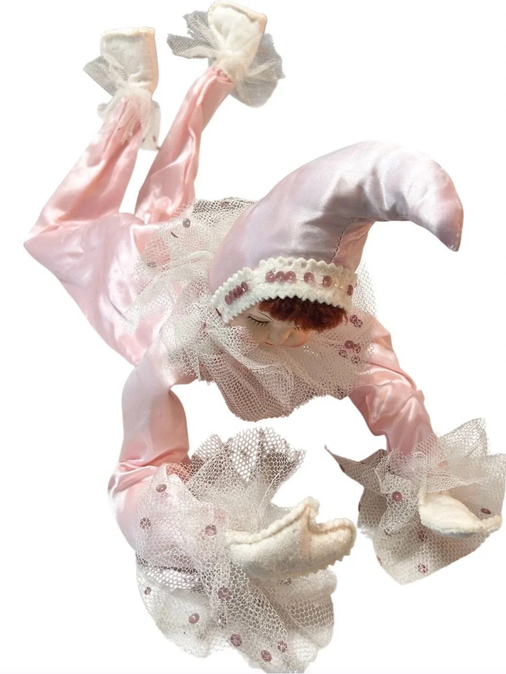 Vtg 1950s Boudoir Pierrot Posable Shelf Sitter Pixie Jester Doll Collectible - Picture 3 of 8
